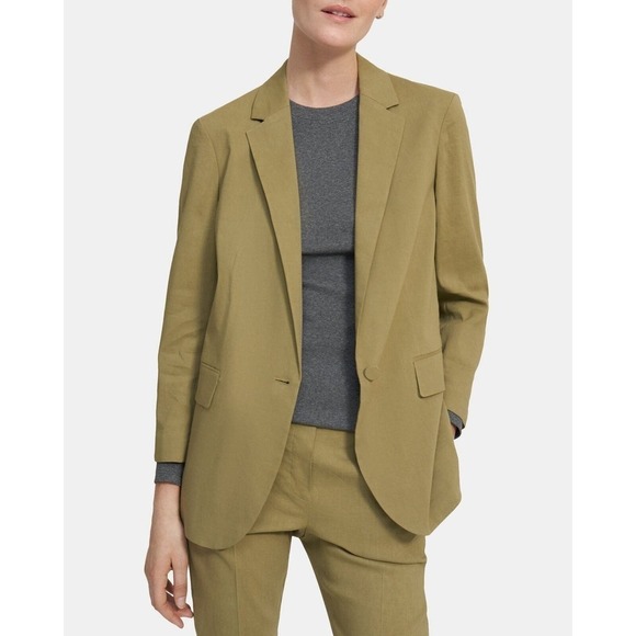 Theory Womens Casual Blazer Jacket Spring UL Eco Crunch Cotton Stretch Size 8
